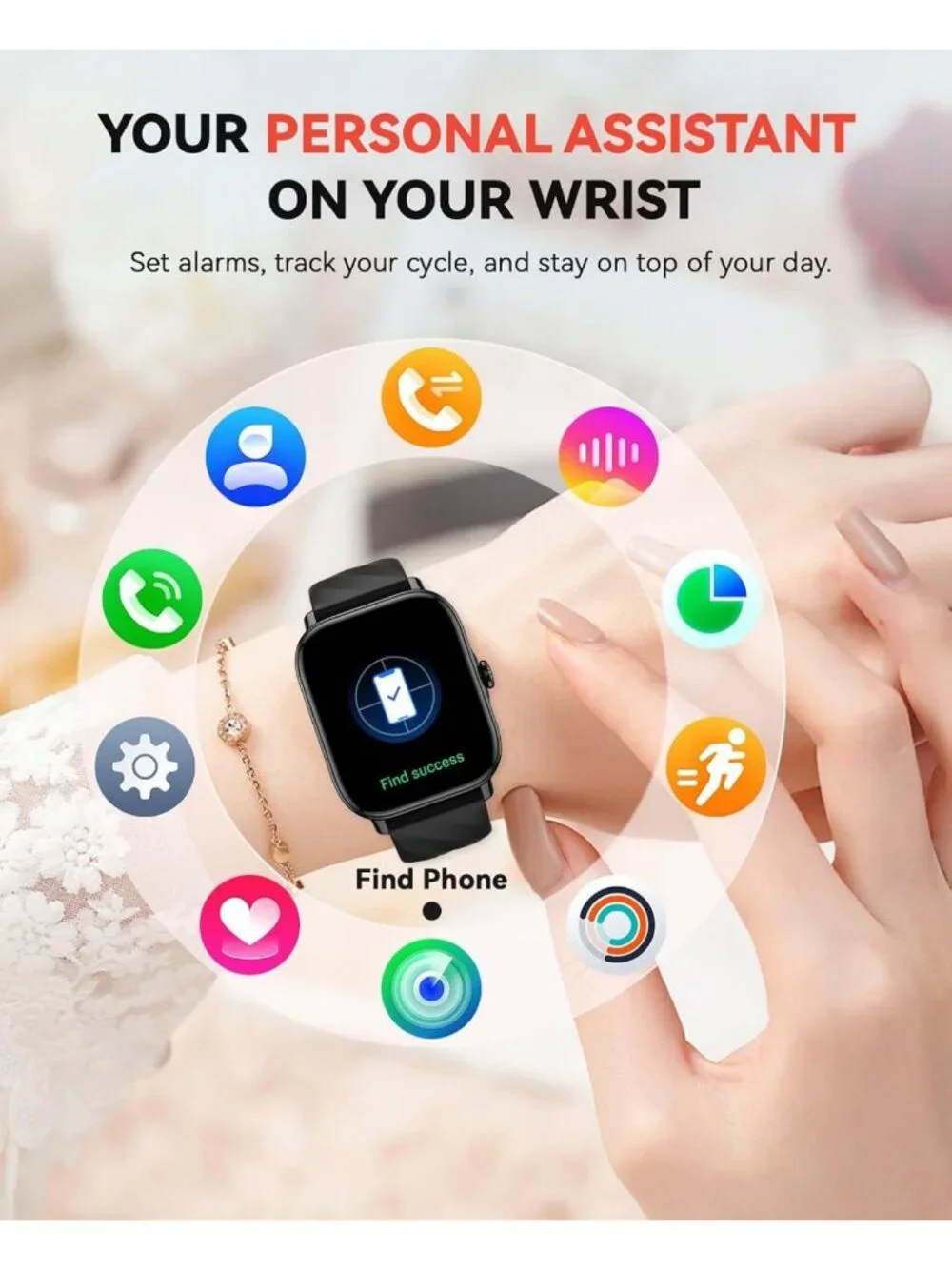 Stylish Fitness Tracker Smartwatch for Men & Women, IP68 Waterproof, 120+ Sports